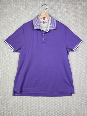 Robert Graham Polo Shirt Mens 2XL Tailored Fit Purple Short Sleeve Golf Casual